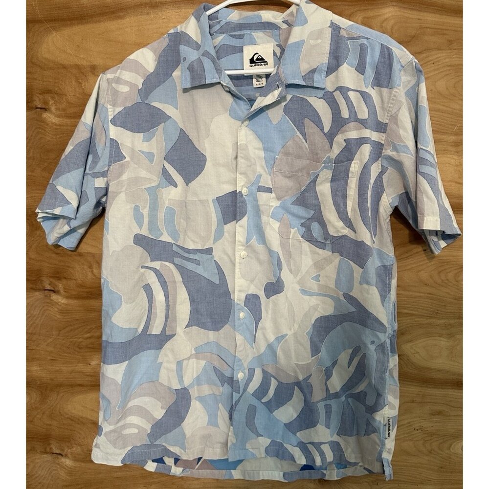 Quicksilver Men’s L Reverse Print Button Front  Shirt  Short Sleeve